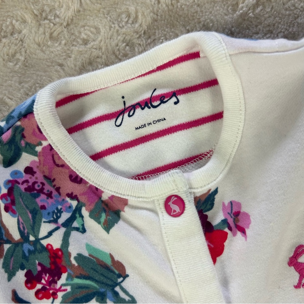 Joules Footed Sleeper Size 3-6 Months Baby Girl White Floral - Picture 3 of 6